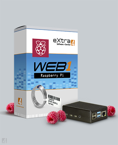 eXtra4-webPI:browserfähige Software eXtra4<web1> für Etikettendruck, installiert auf dem  Einplatinencomputer Raspberry Pi
