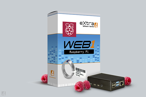  browser based Software eXtra4<web1> for label printing, installed on single-board computer Raspberry Pi