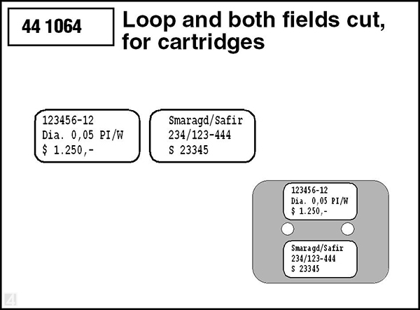 loop label used as adhesive label for jewellery pads