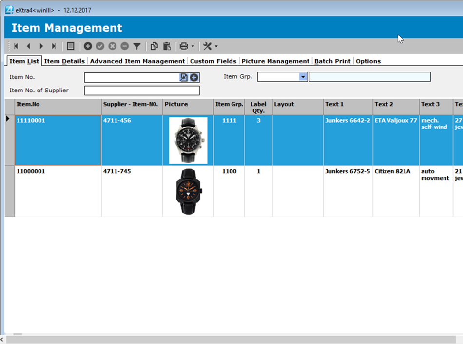 Window label printing software extra4 list view items in the simple item management