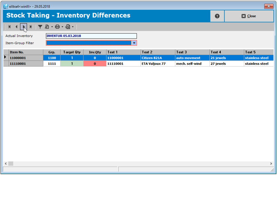 Window label printing software extra4 view of inventory differences in advanced item management