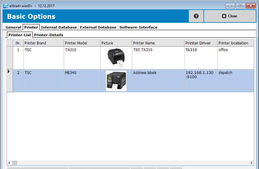 window label printing software extra4 printer management