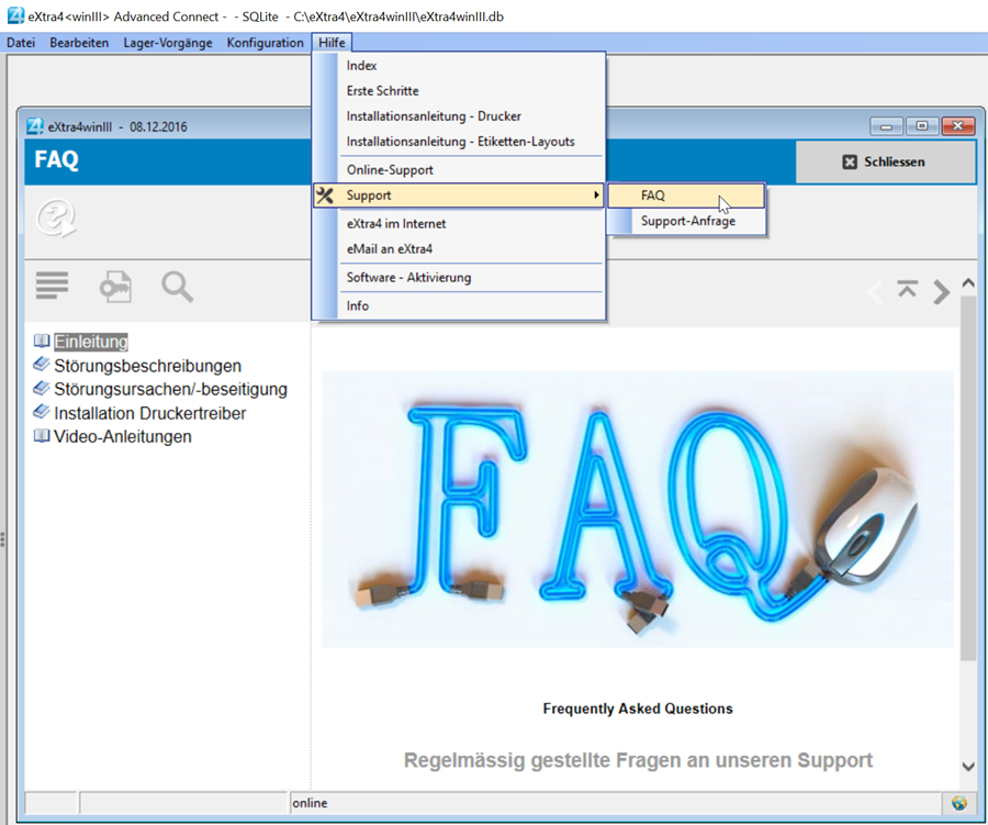 Fenster etikettendruck-software extra4 FAQ-Bereich
