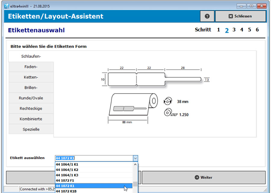 Fenster etikettendruck-software extra4 Etiketten-Layout-Assistent

