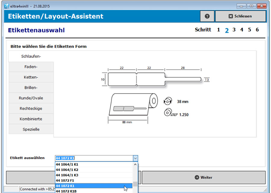 Fenster etikettendruck-software extra4 Etiketten-Layout-Assistent