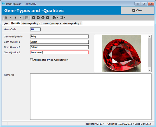 Classification of gemstones with software eXtra4<gemID>