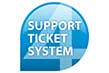 Icon blue with link to support ticket system 